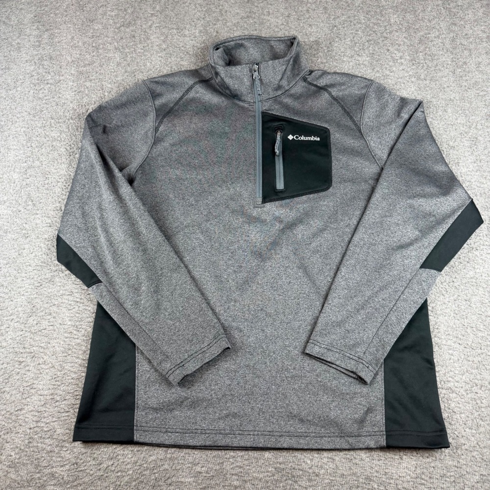 Columbia Pullover Mens Large Grey 1/4 Zip Fleece Activewear Sweater